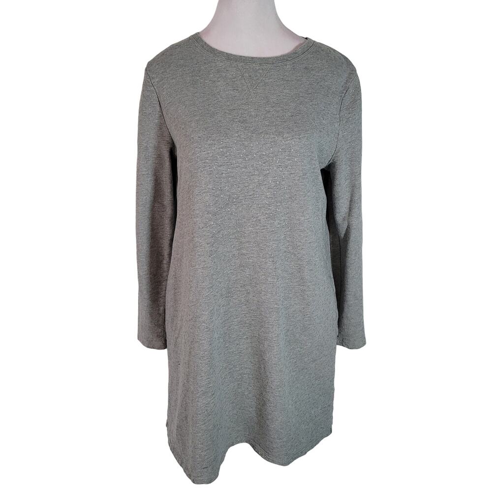 Boden | Swiss Dot Long Sleeve Crewneck Sweatshirt Mini Dress Minimal | Gray | 6